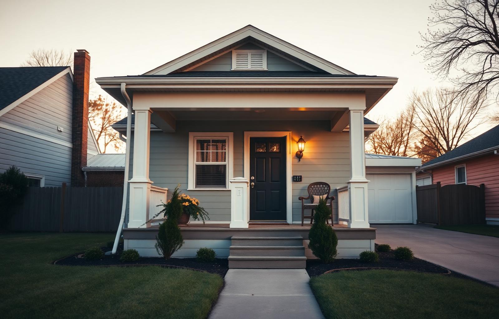 Charming craftsman home at golden hour